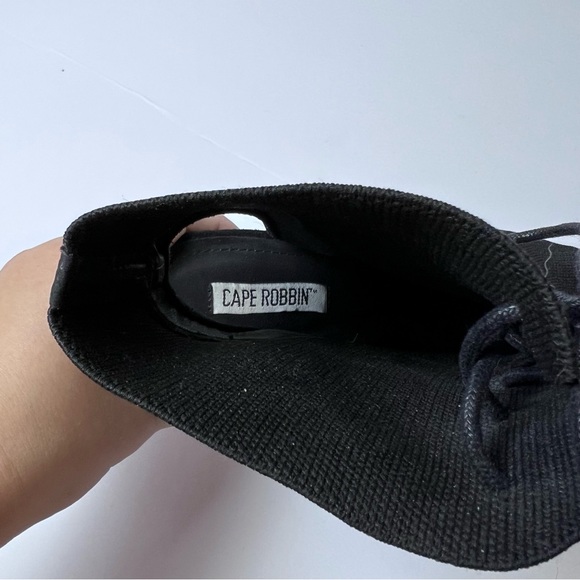 Cape Robbin Black Peep Toe Sock Chunky Heels - Knock Off Of Steve Madden Size 9 - Picture 4 of 7